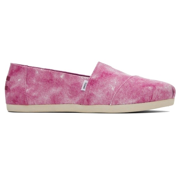 TOMS Alpargata Dark Fuchsia Repreve Distressed Washed Canvas Shoes Flats NIB - Picture 2 of 9